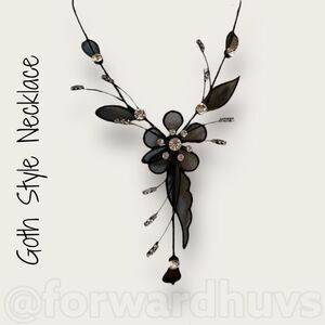 Goth Style Black Rhinestone Special Occassion Necklace
